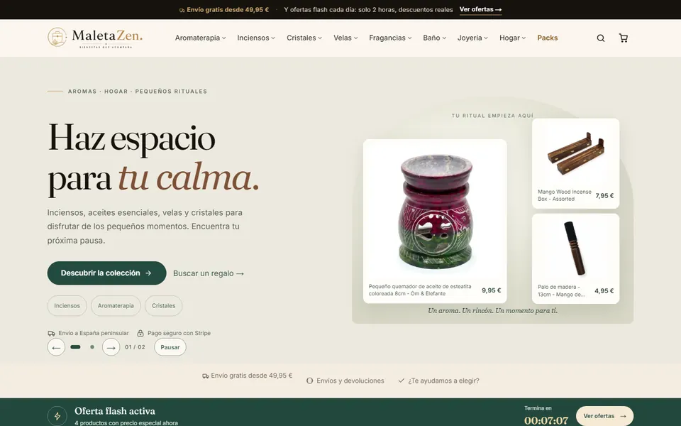 Web de MaletaZen diseñada por websbaratas.es (bienestar)