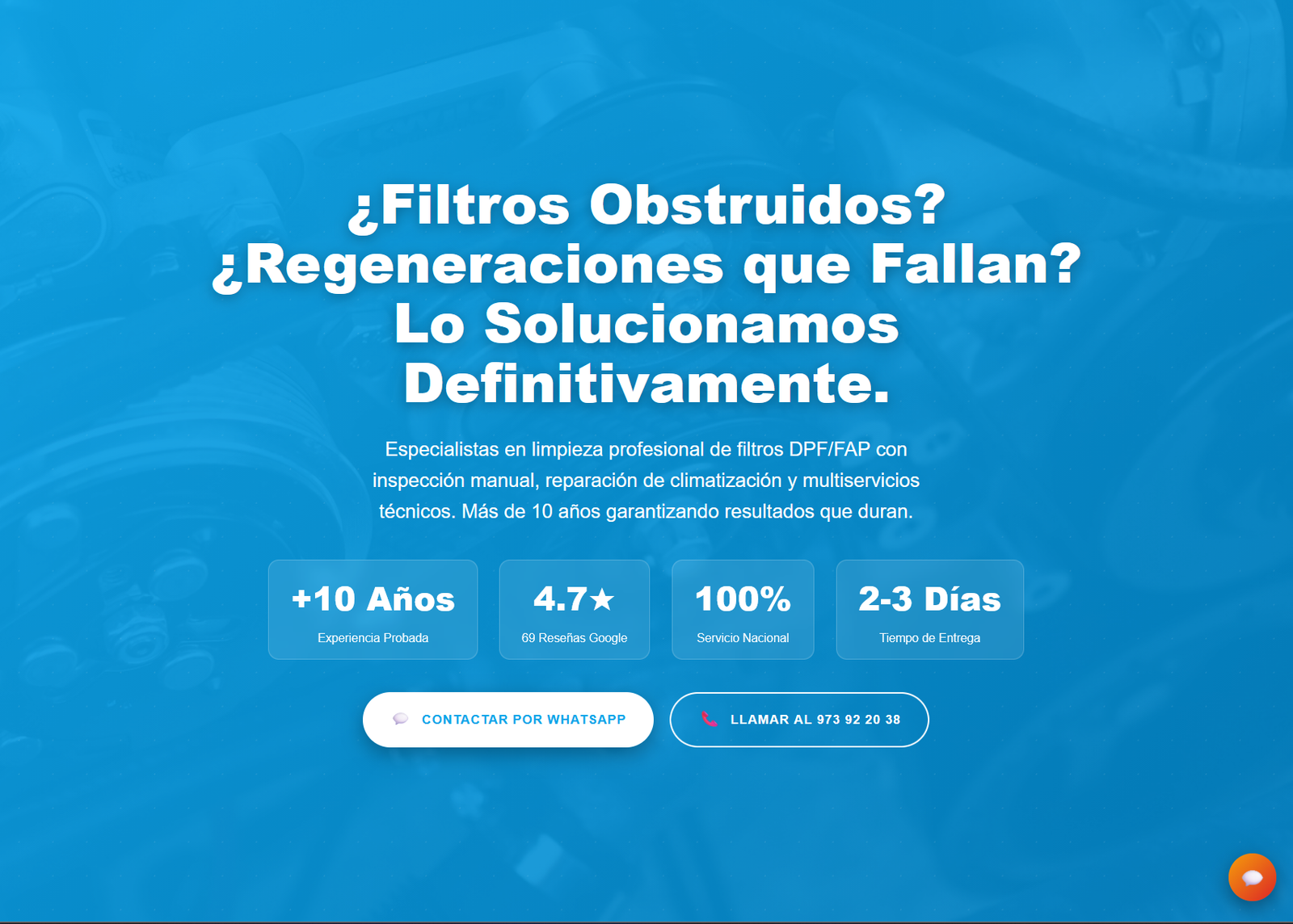 Filtro de Partículas - Landing page industrial