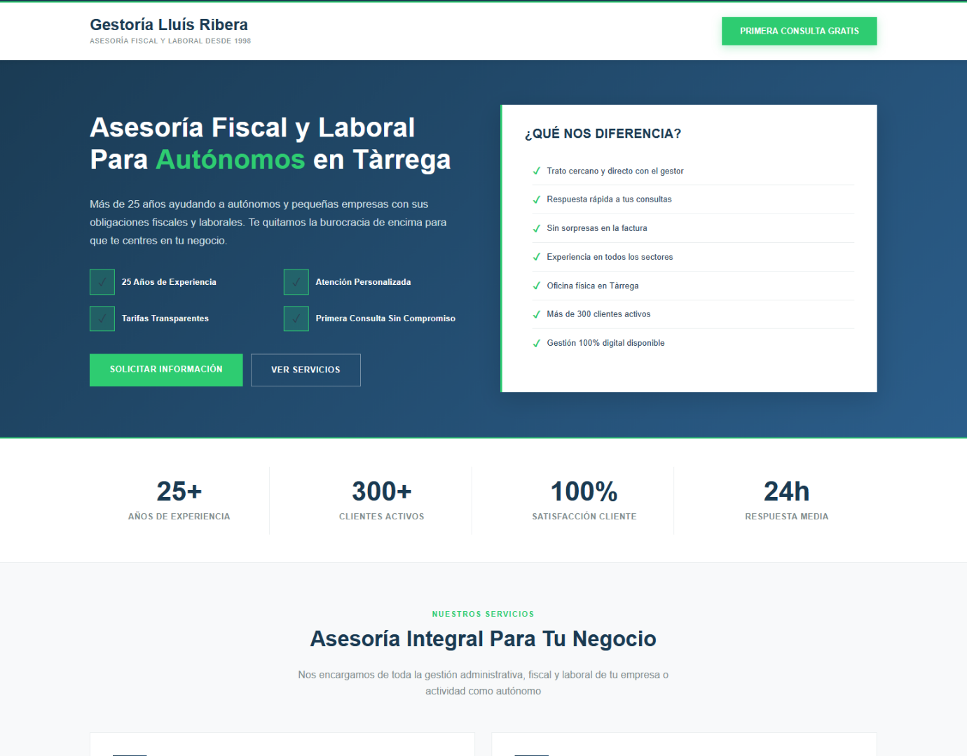 Gestoría Lluis Ribera - Landing page