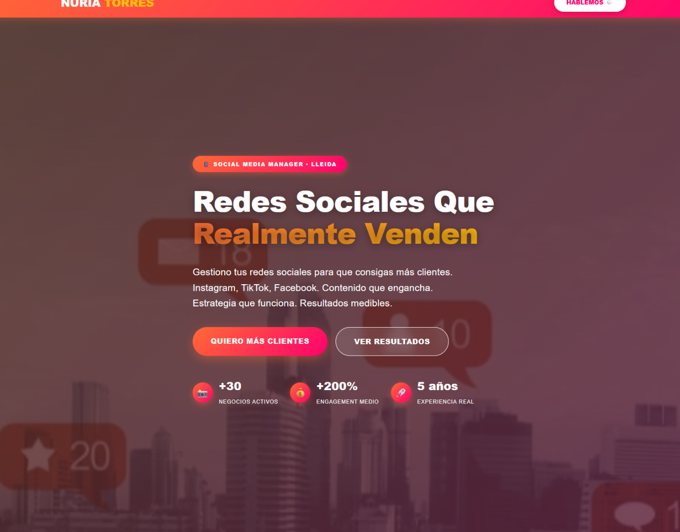 Gestora RRSS - Landing page